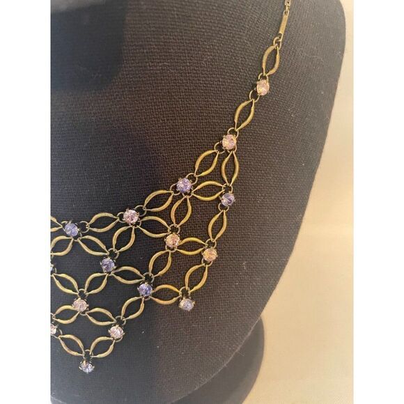 Vintage 1928 open lace bib necklace with matching bracelet - Picture 6 of 8